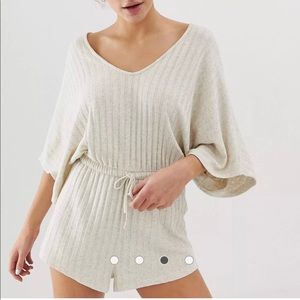 Lounge ribbed short romper